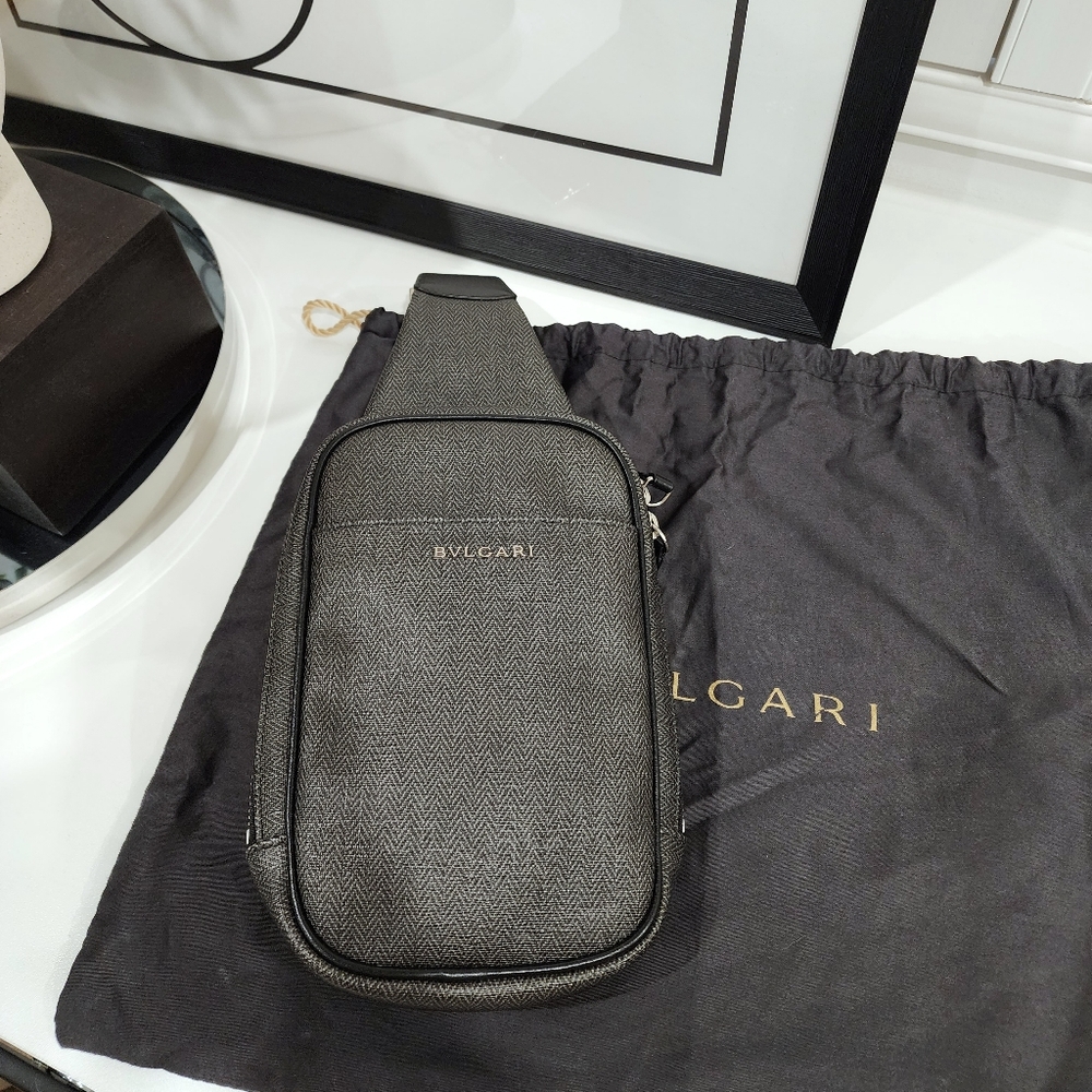 Bvlgari Unisex PVC Canvas Sling Bag